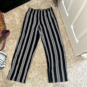 black and white striped dress pants